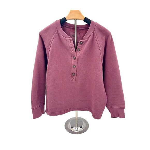 MWL Plum Crop Sweatshirt with Button neck - Picture 3 of 4